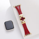 Correa de cuero con flor de la suerte para Apple Watch