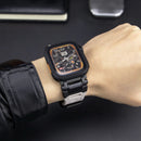 Correa de caucho fluorado Explorer Tactical + estuche metálico Ultra para Apple Watch 9, 8, 7, 6, 5 y 4 SE